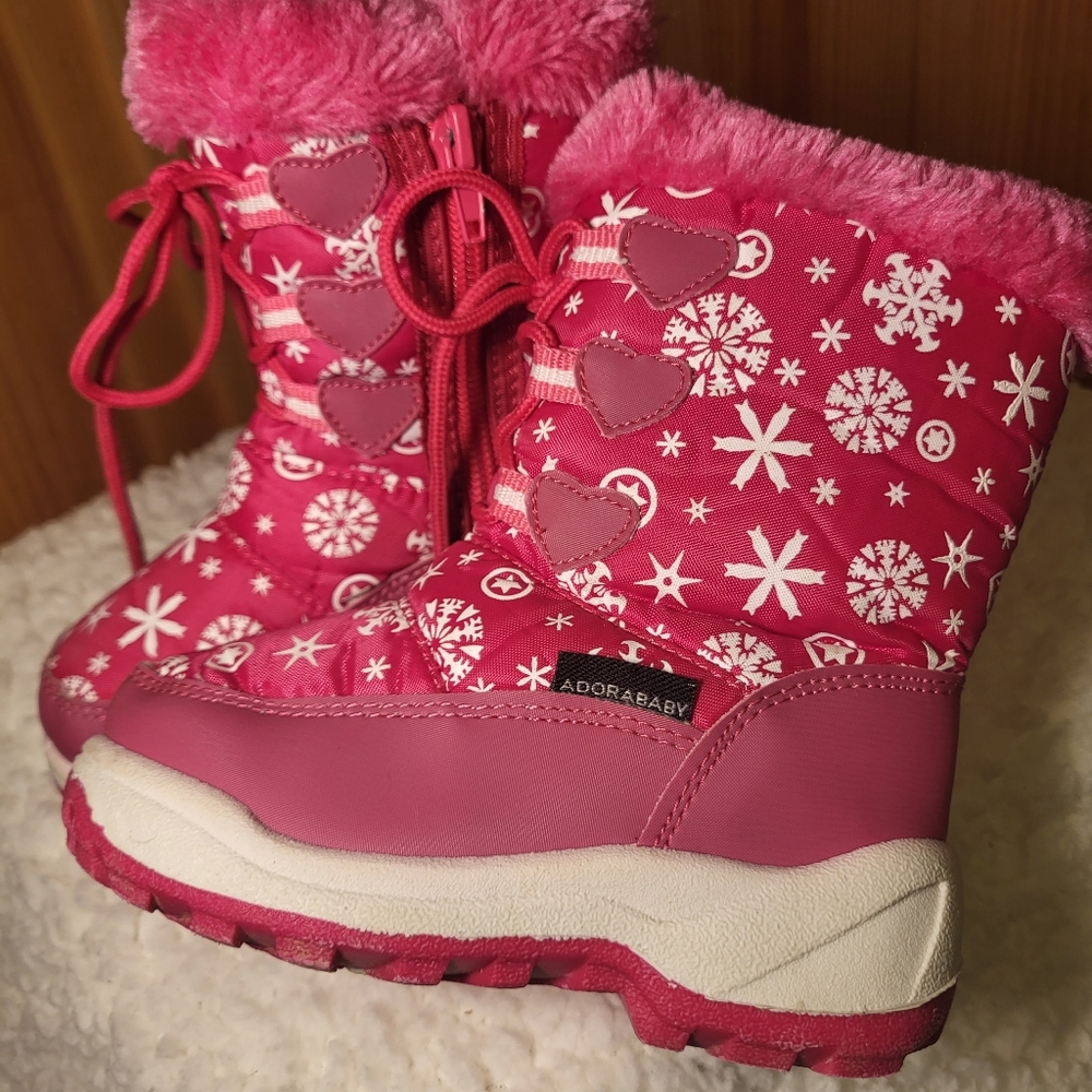 Girls Pink ADORABABY size 24 (8) Rain and snow boots, used only once